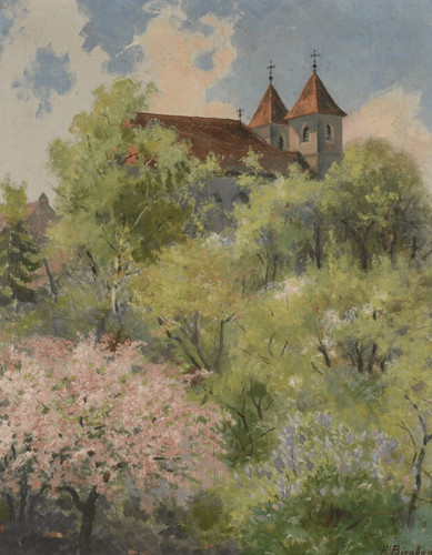 Landschaft mit kirche - landschaft,